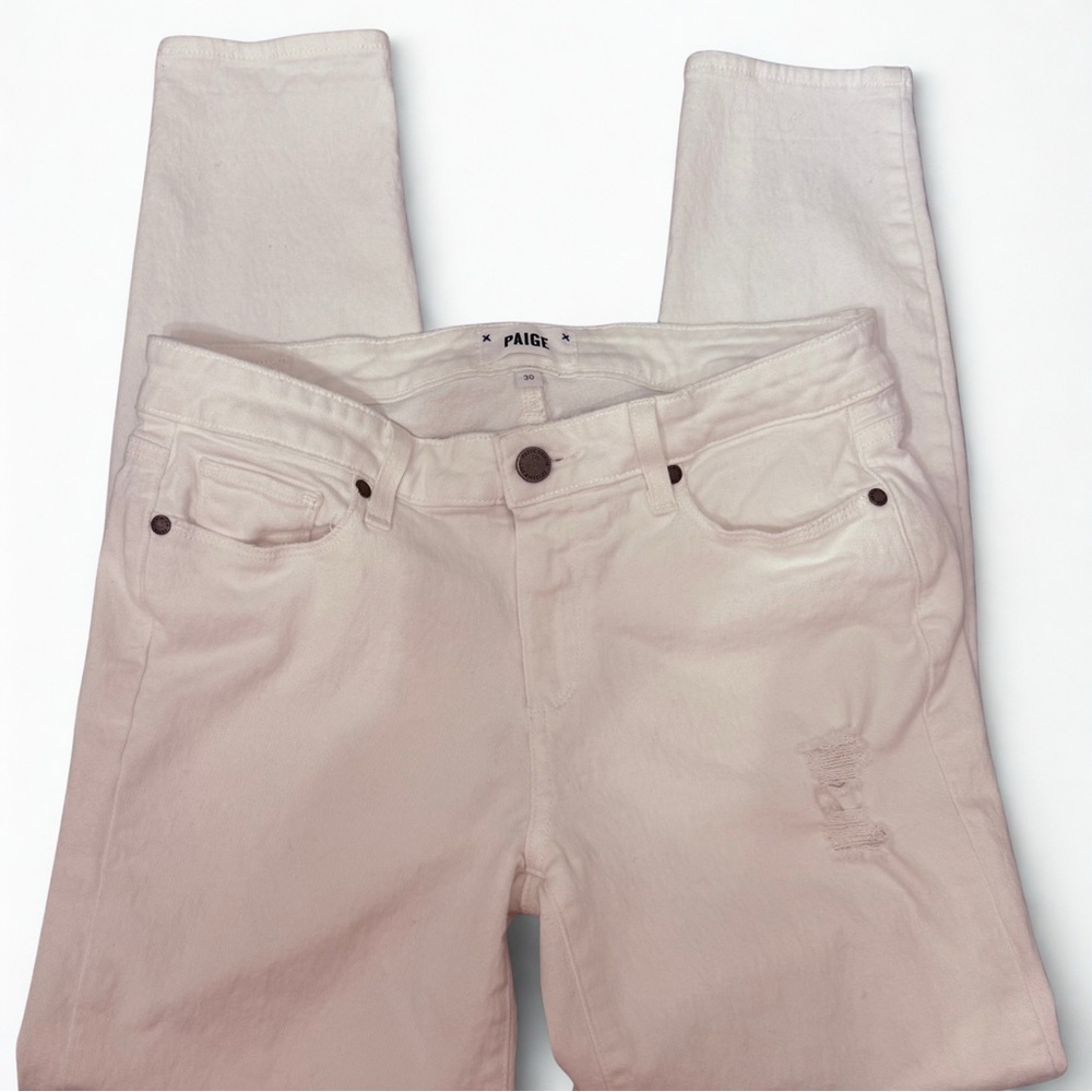 Paige Verdugo Ankle Skinny Jean Distressed White Size 30 Preppy Beachy Normcore